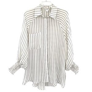 Flawless Women’s Boutique Oversized Puff Sleeve Sheer Button Down Shirt